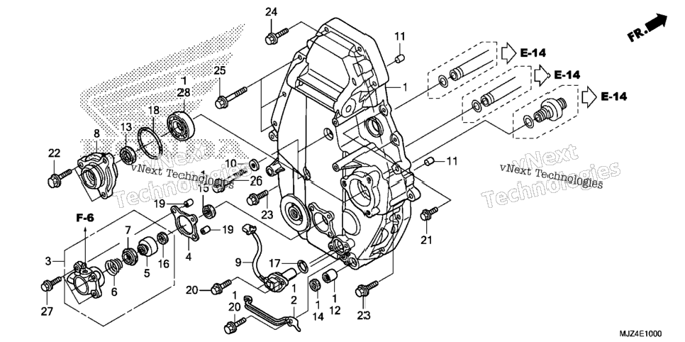 Rear Crankcase Cover @Clutch Slave Cylinder