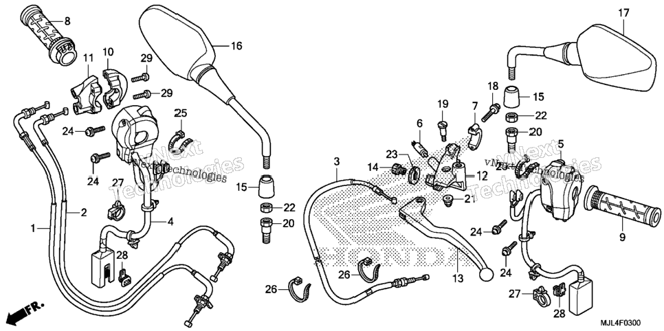 Handle Lever + Switch + Cable (Nc700x/Nc750xa)
