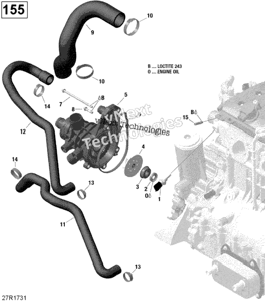 Engine Cooling - 130-155 Model Without Suspension