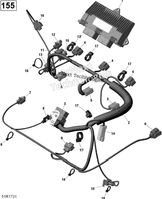 Engine Harness And Electronic Module - 130-155 Model Without Suspension