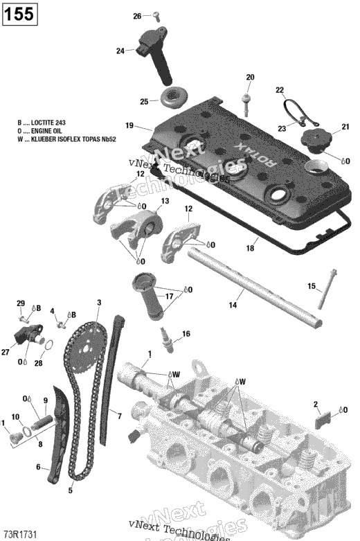 Valve Train - 130-155 Model Without Suspension
