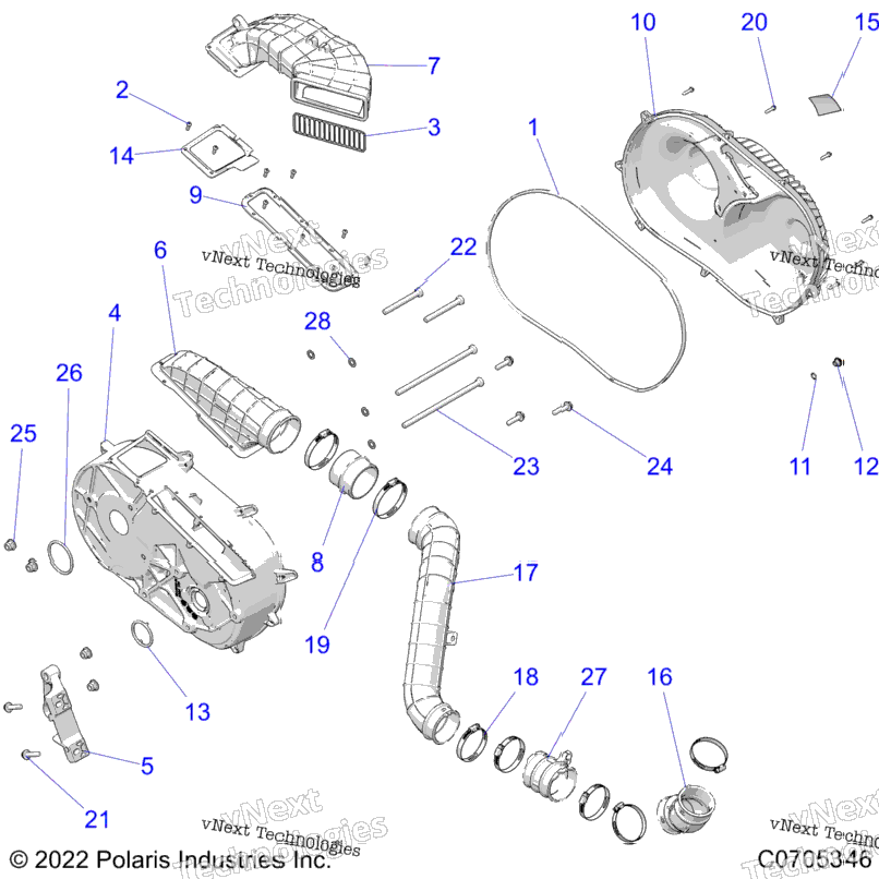 Drive Train, Clutch Cover And Ducting