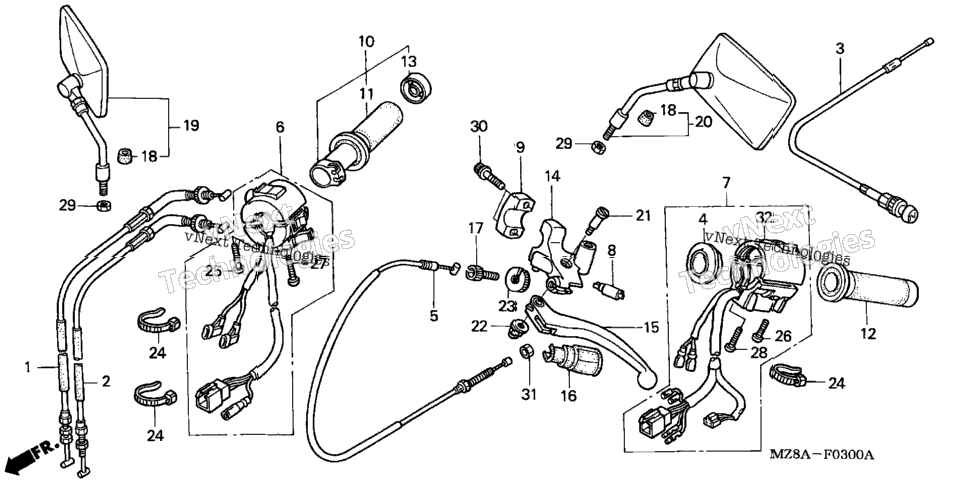 Handle Lever + Switch + Cable
