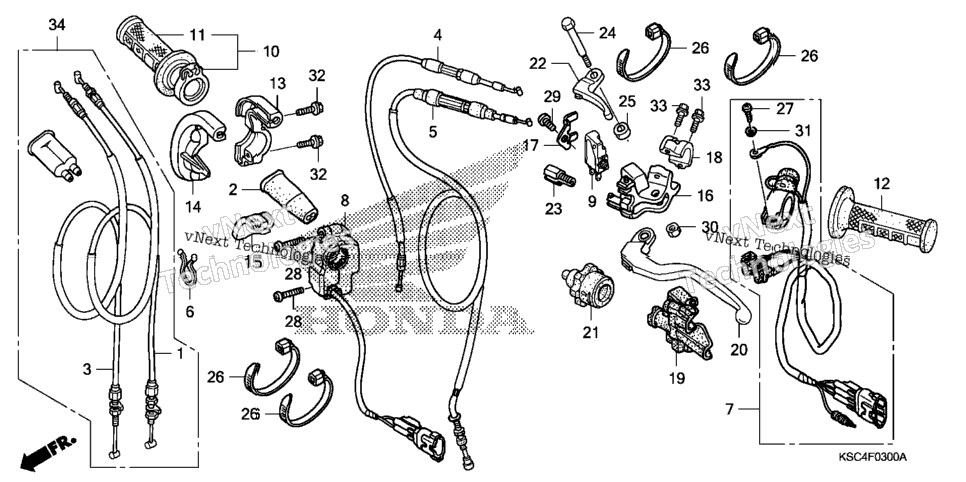 Handle Lever + Switch + Cable