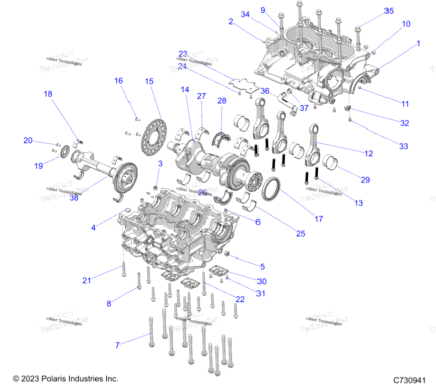 Engine, Crankcase, Crankshaft