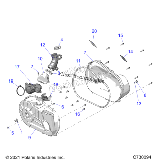 Drive Train, Clutch Cover & Ducting