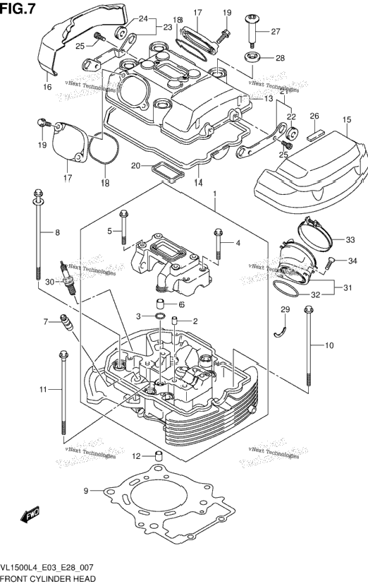 Front Cylinder Head (Vl1500bl4 E33)
