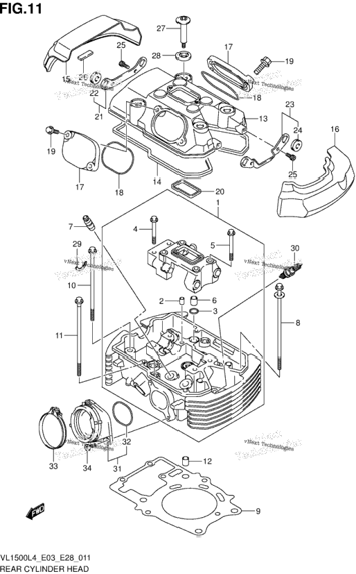 Rear Cylinder Head (Vl1500bl4 E03)