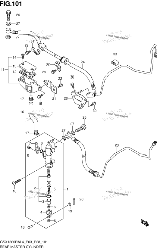 Rear Master Cylinder (Gsx1300ral4 E28)