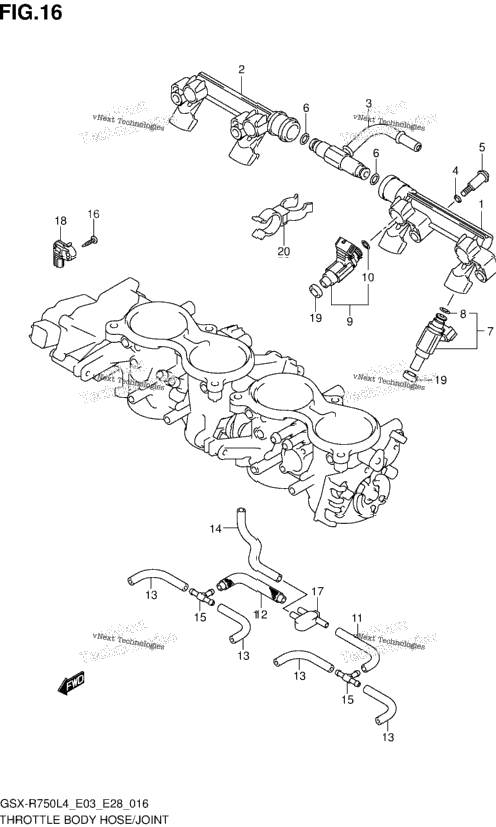 Throttle Body Hose/Joint (Gsx-R750l4 E28)