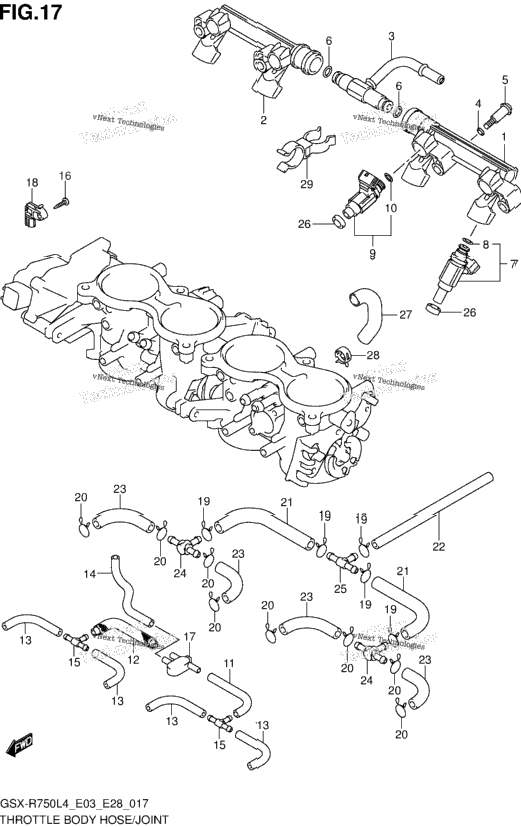 Throttle Body Hose/Joint (Gsx-R750l4 E33)