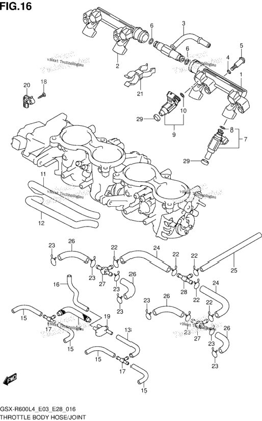 Throttle Body Hose/Joint (Gsx-R600l4 E33)