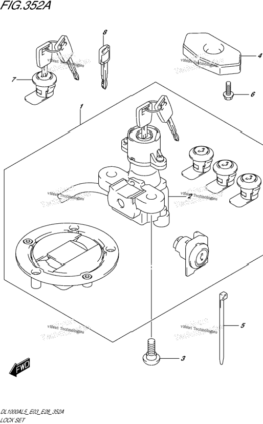 Lock Set (For Pannir Case) (Dl1000al5 E03)