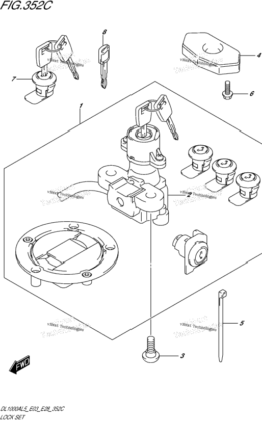 Lock Set (For Pannir Case) (Dl1000al5 E28)