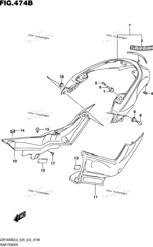 Rear Fender (For Pgz) (Vzr1800bzl6 E28)