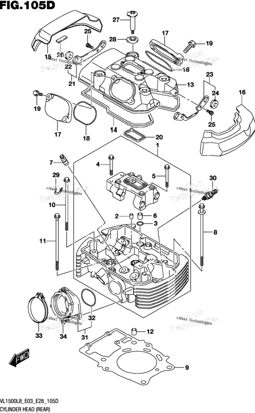 Cylinder Head (Rear) (Vl1500btl8 E28)
