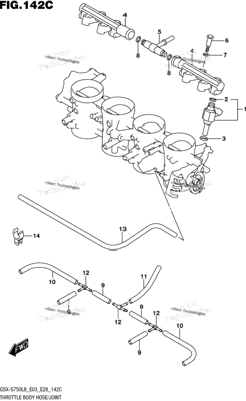 Throttle Body Hose/Joint (Gsx-S750zl8 E03)