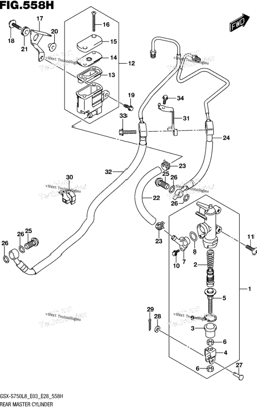 Rear Master Cylinder (Gsx-S750azl8 E33)