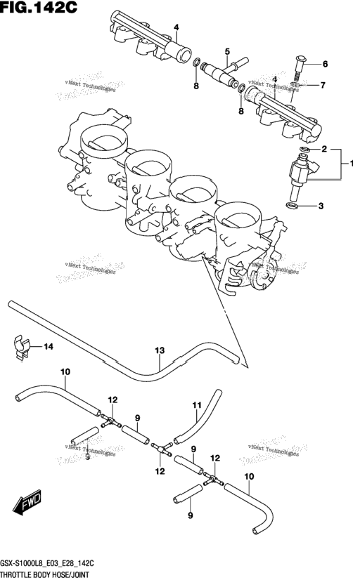 Throttle Body Hose/Joint (Gsx-S1000al8 E28)