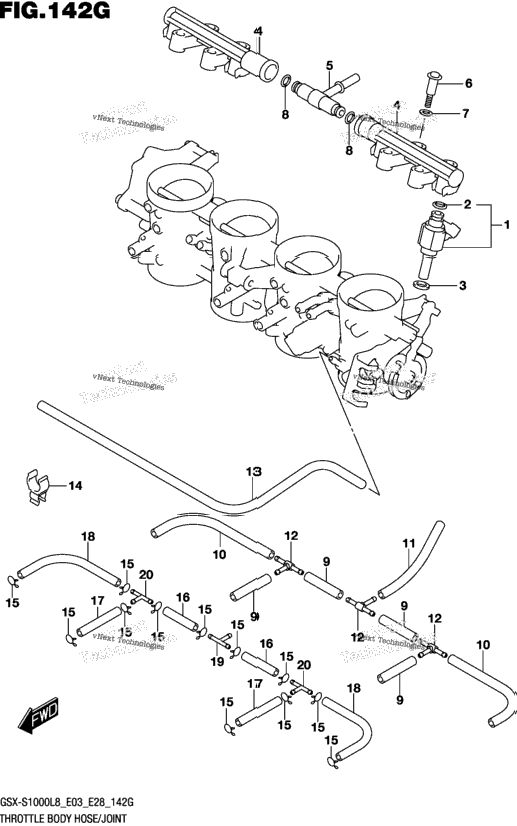 Throttle Body Hose/Joint (Gsx-S1000al8 E33)