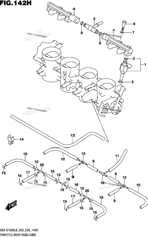 Throttle Body Hose/Joint (Gsx-S1000azl8 E33)
