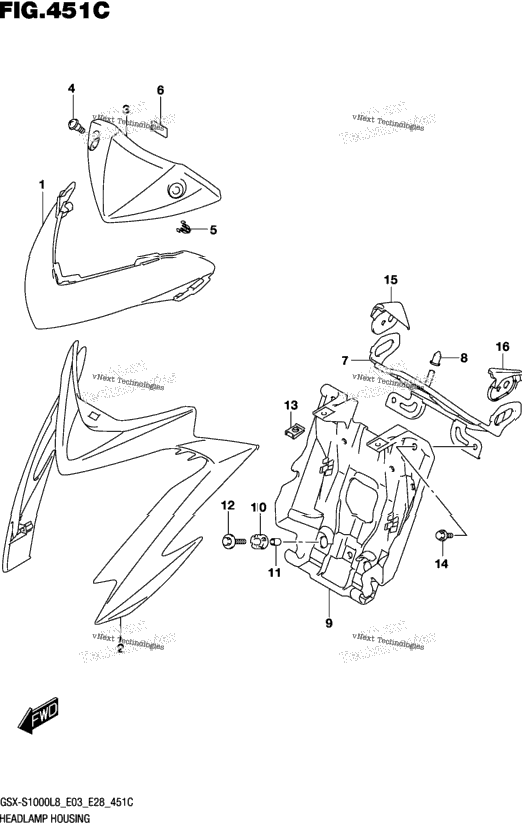 Headlamp Housing (Gsx-S1000al8 E28)