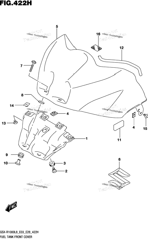 Fuel Tank Front Cover (Gsx-R1000al8 E28) (For Ykv)