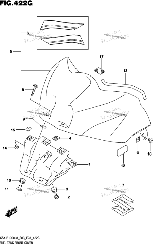 Fuel Tank Front Cover (Gsx-R1000al8 E28) (For Yww)
