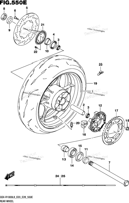 Rear Wheel (Gsx-R1000al8 E28) (For Ykv)