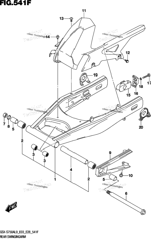 Rear Swingingarm (Gsx-S750zal9 E28)
