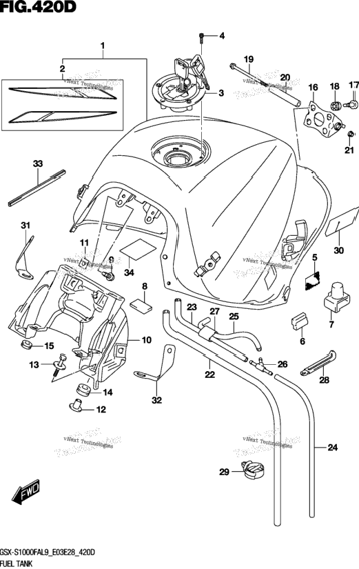 Fuel Tank Gsx-S1000fyal9 E03)