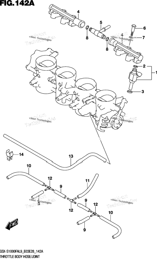 Throttle Body Hose/Joint (Gsx-S1000fal9 E03)
