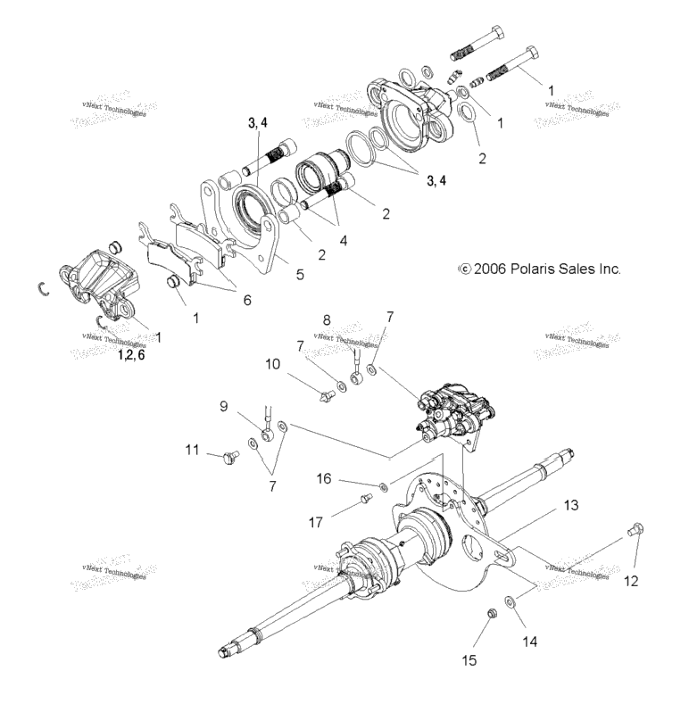 Brake, Caliper Mounting, Rear