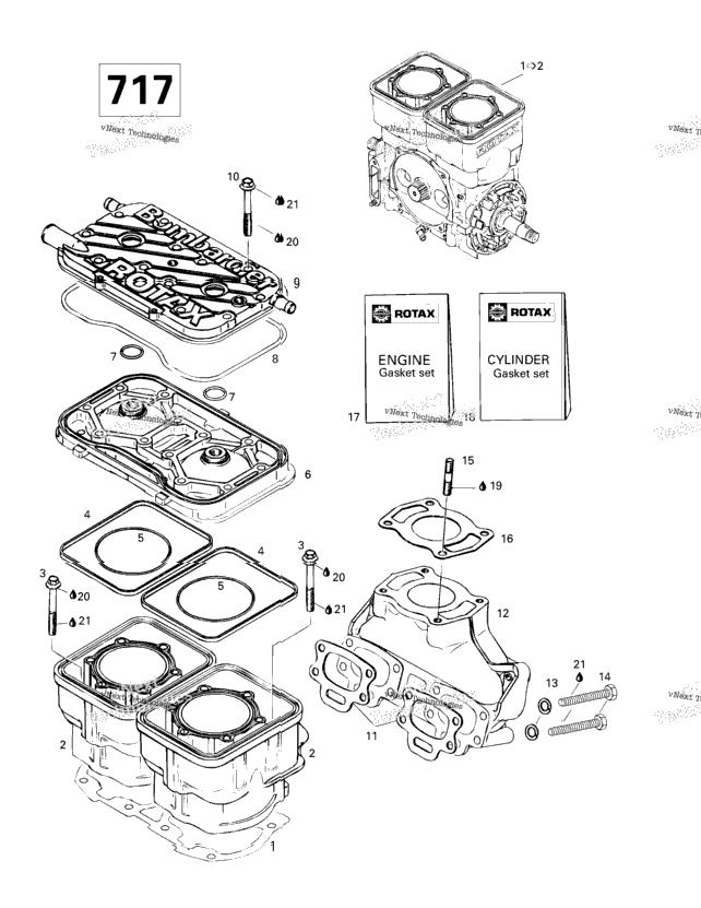 Cylinder, Exhaust Manifold (717)