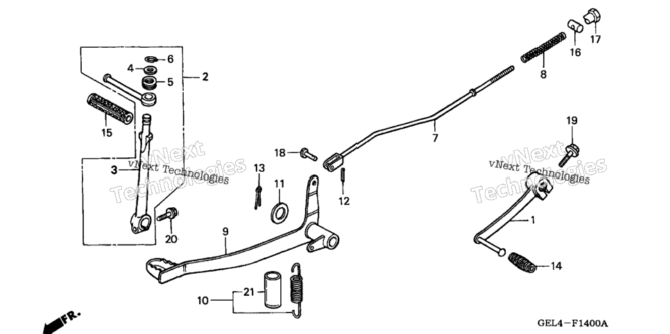 Brake Pedal + Kick Starter Arm