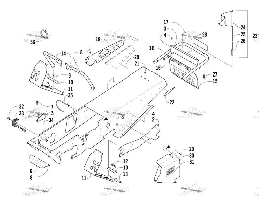 Chassis, Footrest, And Rear Bumper Assembly