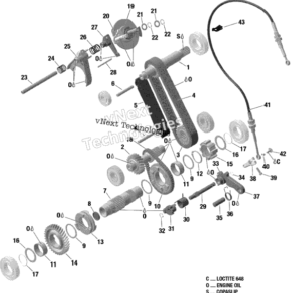 01 Rotax - Gearbox - Components - 600 Ace