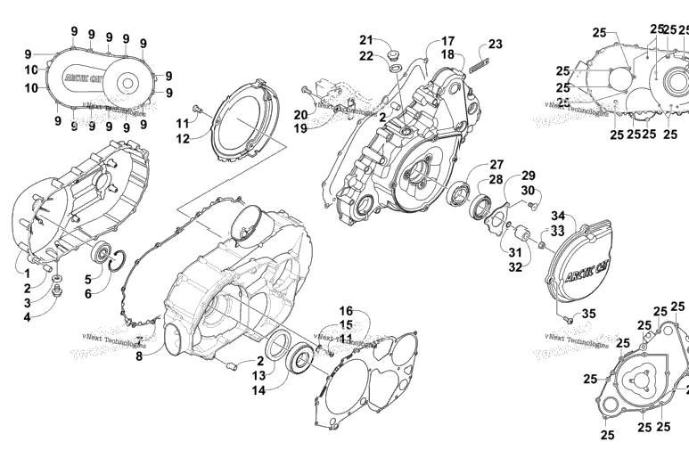 Clutch/V-Belt/Magneto Cover Assembly