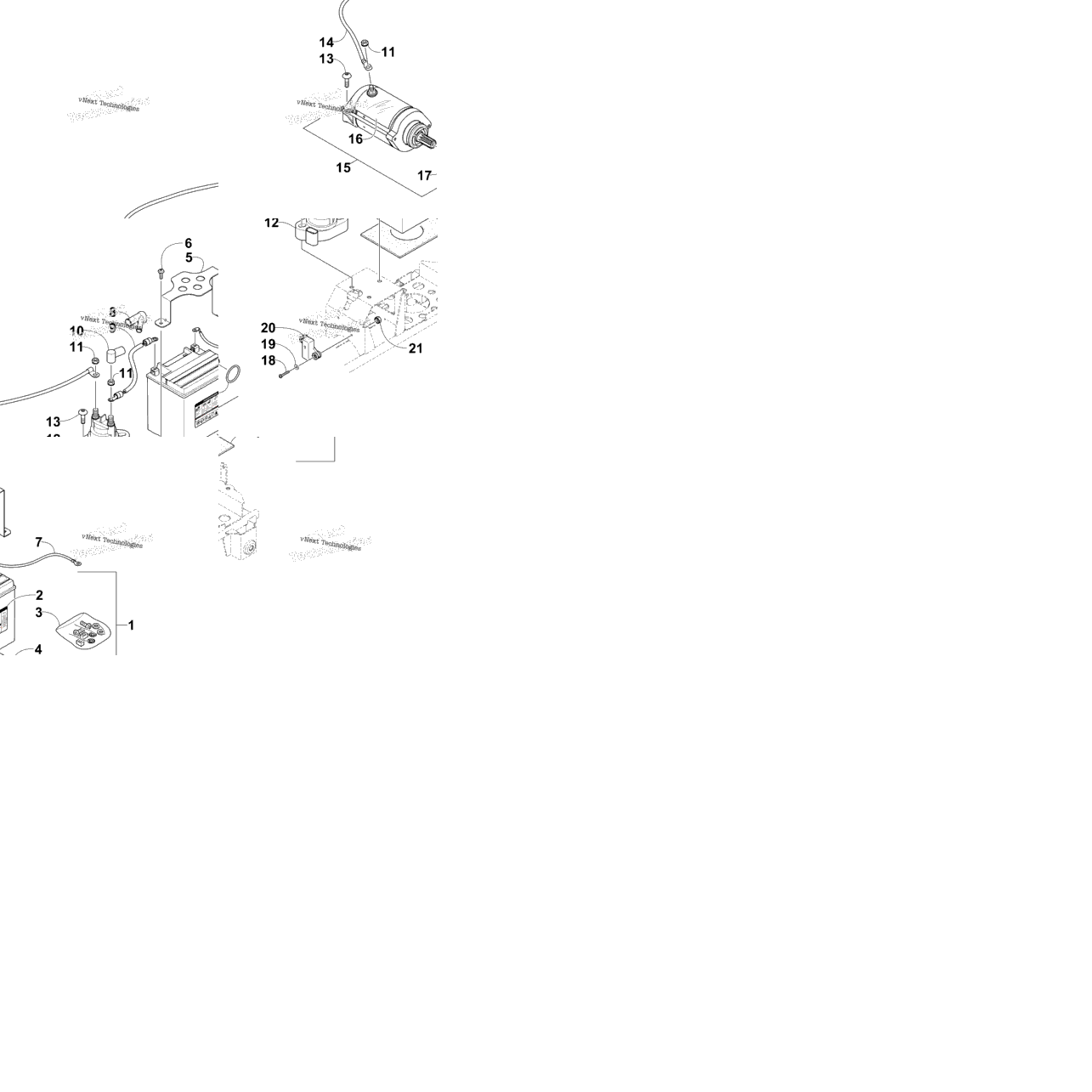 Battery And Starter Motor Assembly