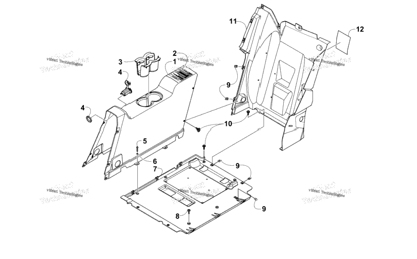 Rear Console And Floor Panel Assembly