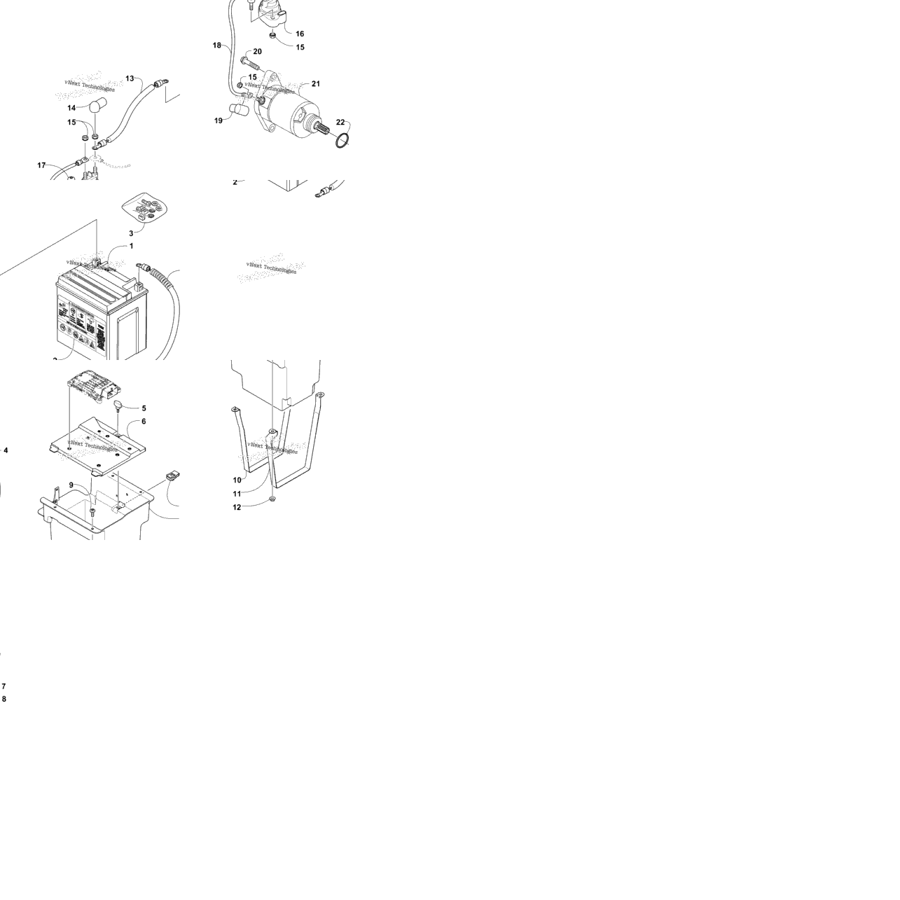 Battery And Starter Motor Assembly