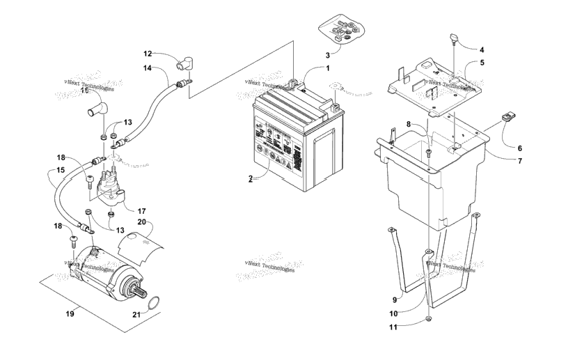 Battery And Starter Motor Assembly