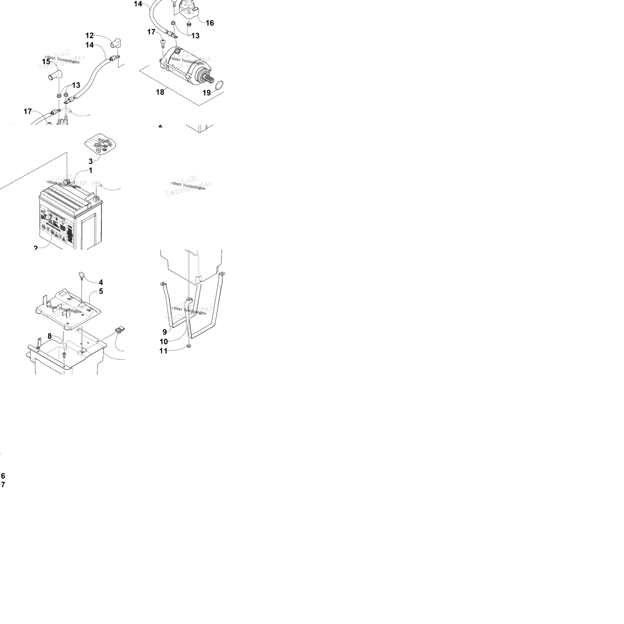 Battery And Starter Motor Assembly