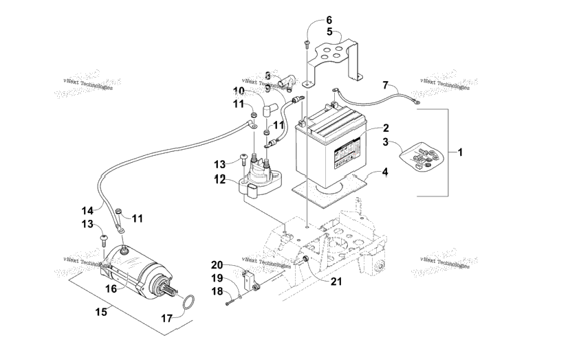 Battery And Starter Motor Assembly