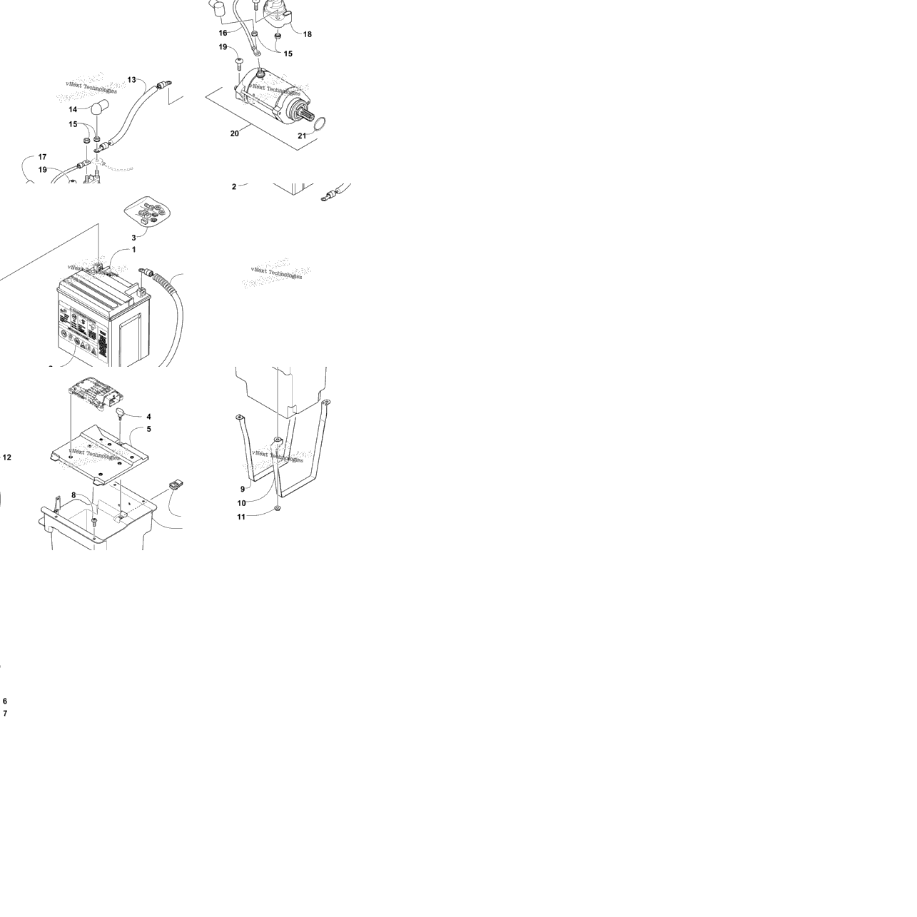 Battery And Starter Motor Assembly