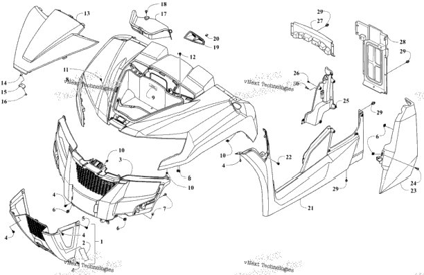 Grille, Front Body Panel, And Side Panel Assembly
