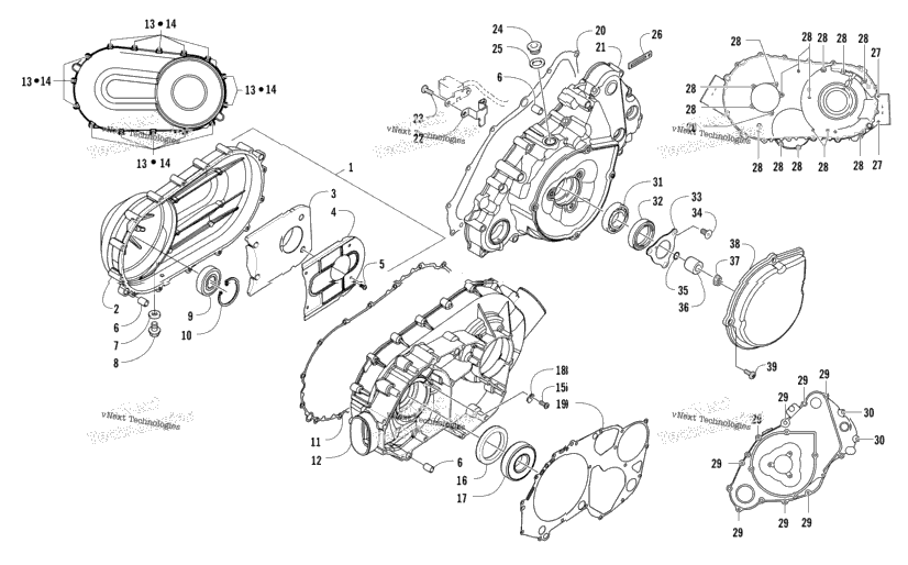 Clutch/V-Belt/Magneto Cover Assembly (Ser. # 302246 And Below)