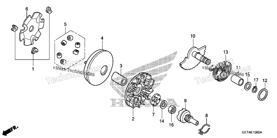 Drive Face + Kick Starter Spindle