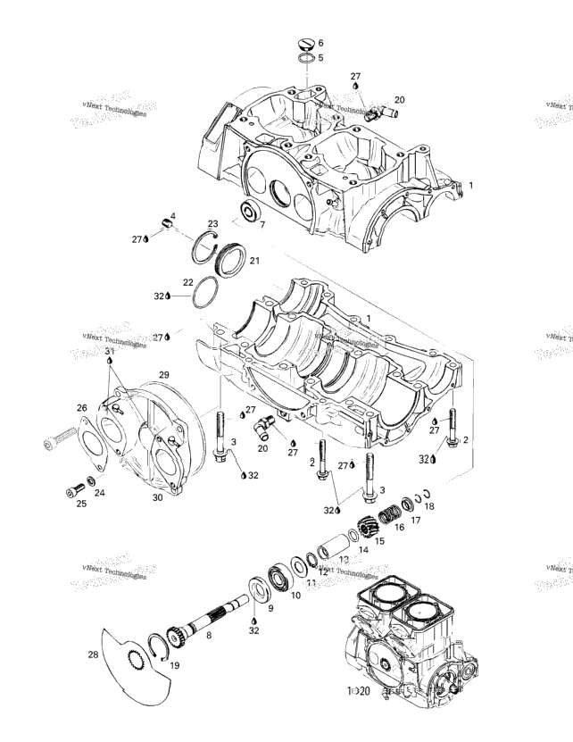 Crankcase, Rotary Valvecarter, Valve Rotative
