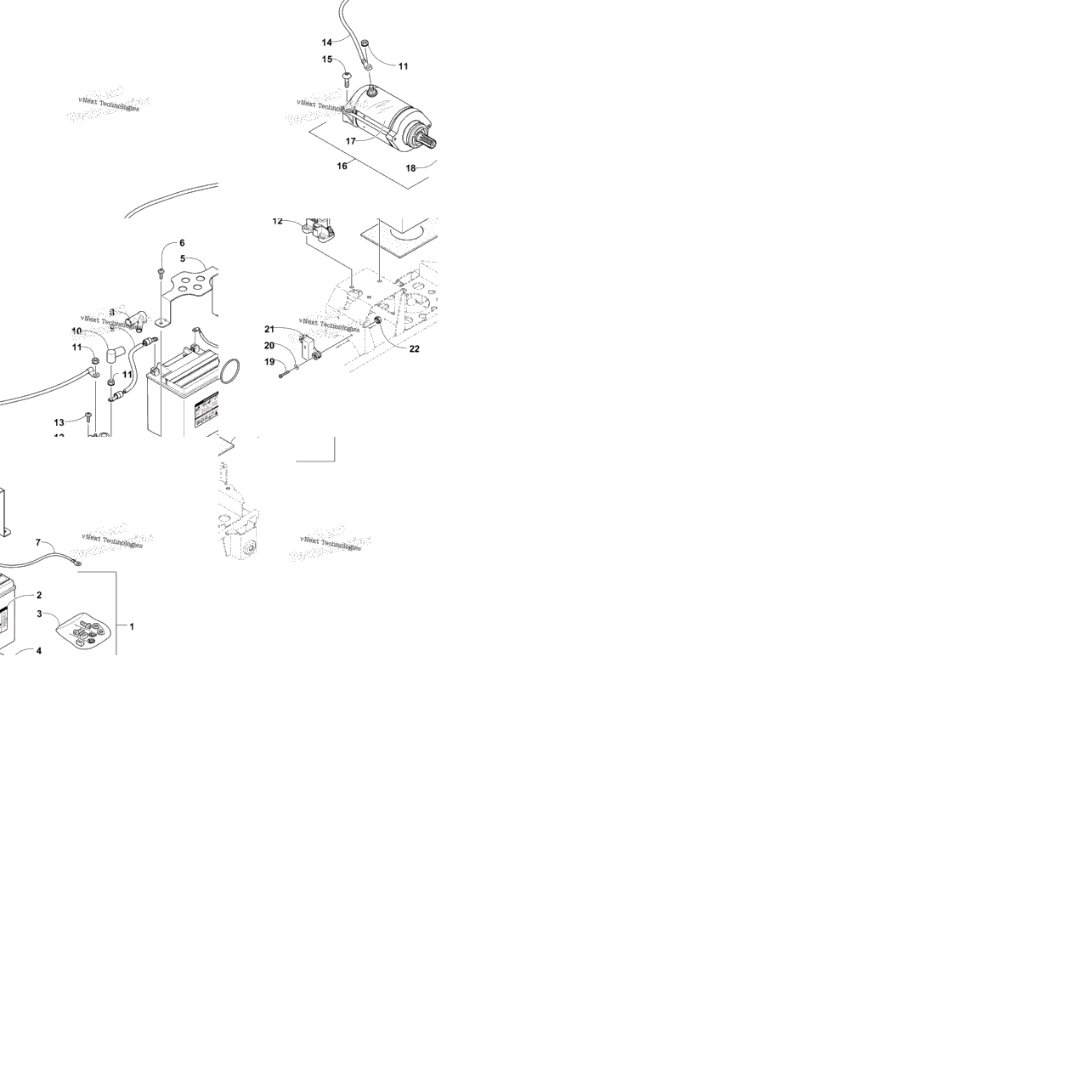 Battery And Starter Motor Assembly